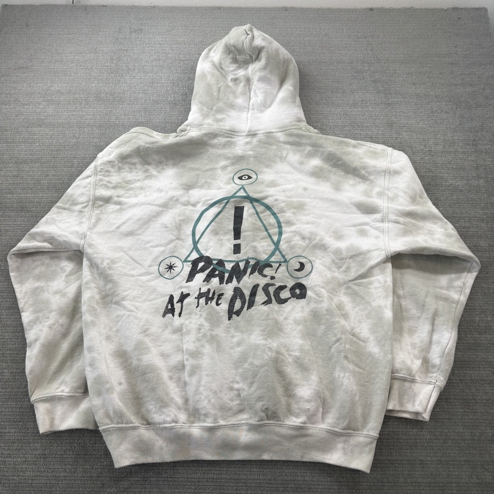 Panic! At The Disco Hoodie Mens L Ivory Tie Dye Graphic Print Casual Relax Fit